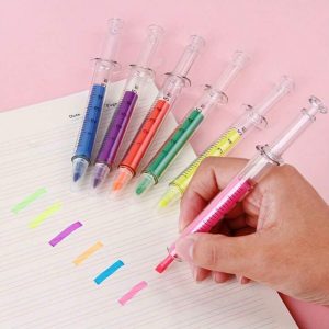 Syringe-Shaped Highlighter Pens – Set of 6